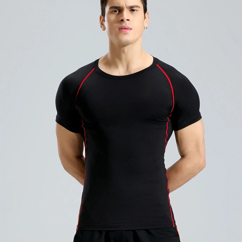 2022 New Summer Dry Fit Spandex Running Shirts Men Short Sleeve Sport Gym Fitness Compression T Shirt Training Tops Tees Custom