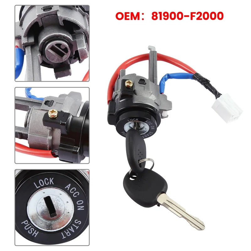 81900-F2000 اسطوانة قفل الإشعال للسيارة مع مجموعة مفاتيح لشركة هيونداي إلنترا 2017-2020 #6