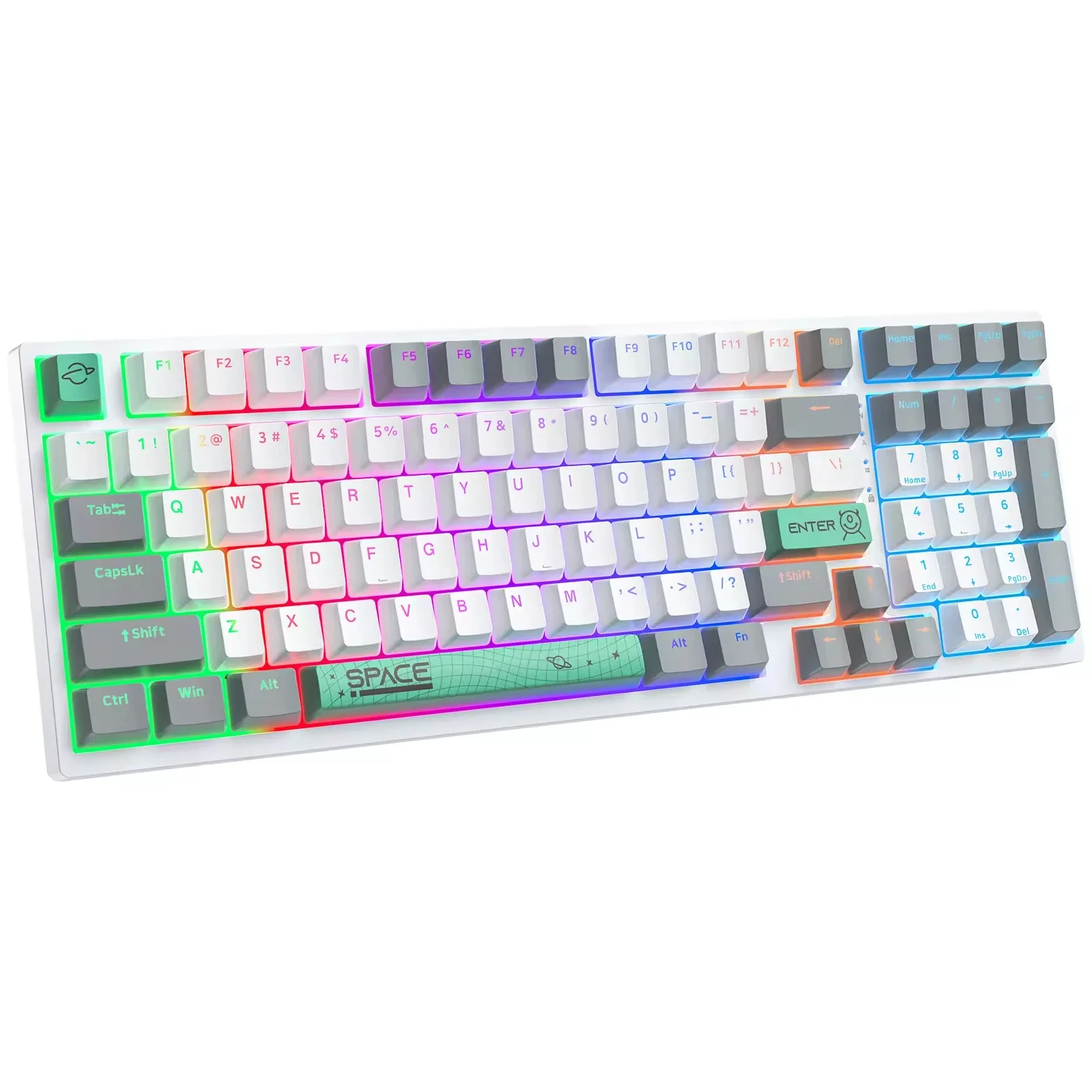 ONIKUMA-teclado ergonómico G38 para juegos, Teclado mecánico retroiluminado con LED, inyección de doble Color, con cable