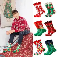 Calcetines de algodón para mujer, medias de tubo medio, papá noel, alce, muñeco de nieve, año nuevo, navidad, novedad