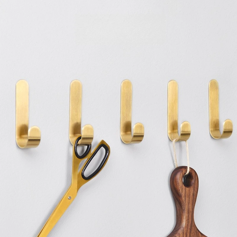 

Brass Clothes Hanging Hook Creative Wall Mounted Coat Rack Nordic Bathroom Towel Hanger Multipurpose Metal Adhesive Hooks