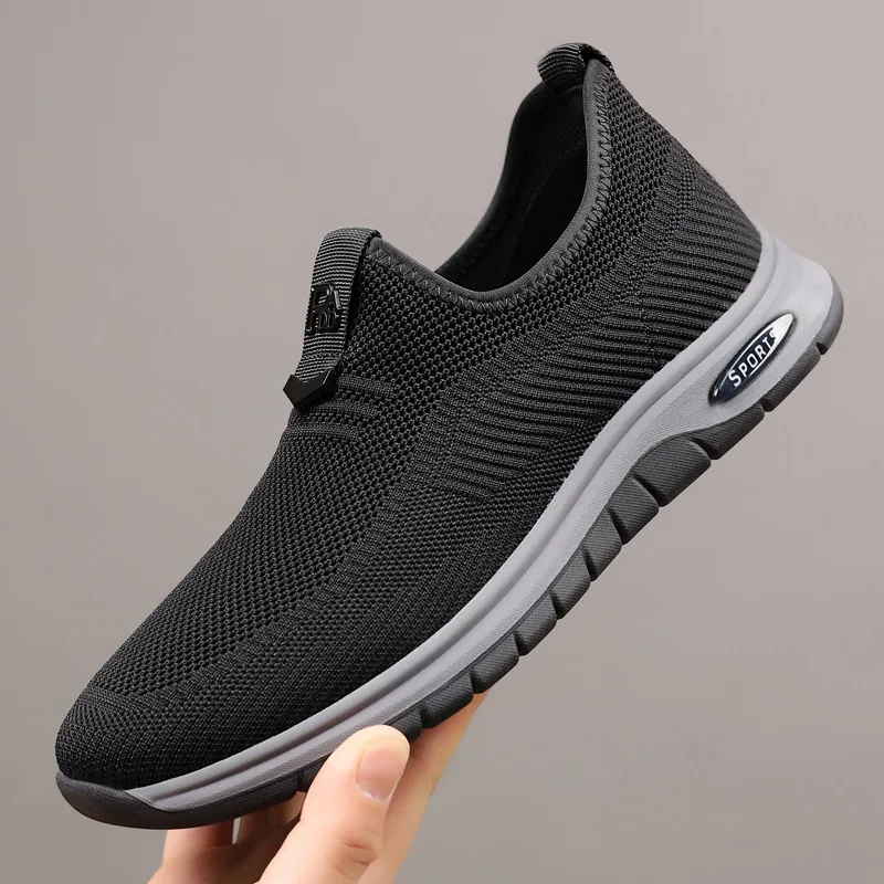 

Лето-Осенняя новая дышащая сетчатая обувь для мужчин, однотонная модная повседневная обувь, мужская легкая спортивная обувь на мягкой подошве