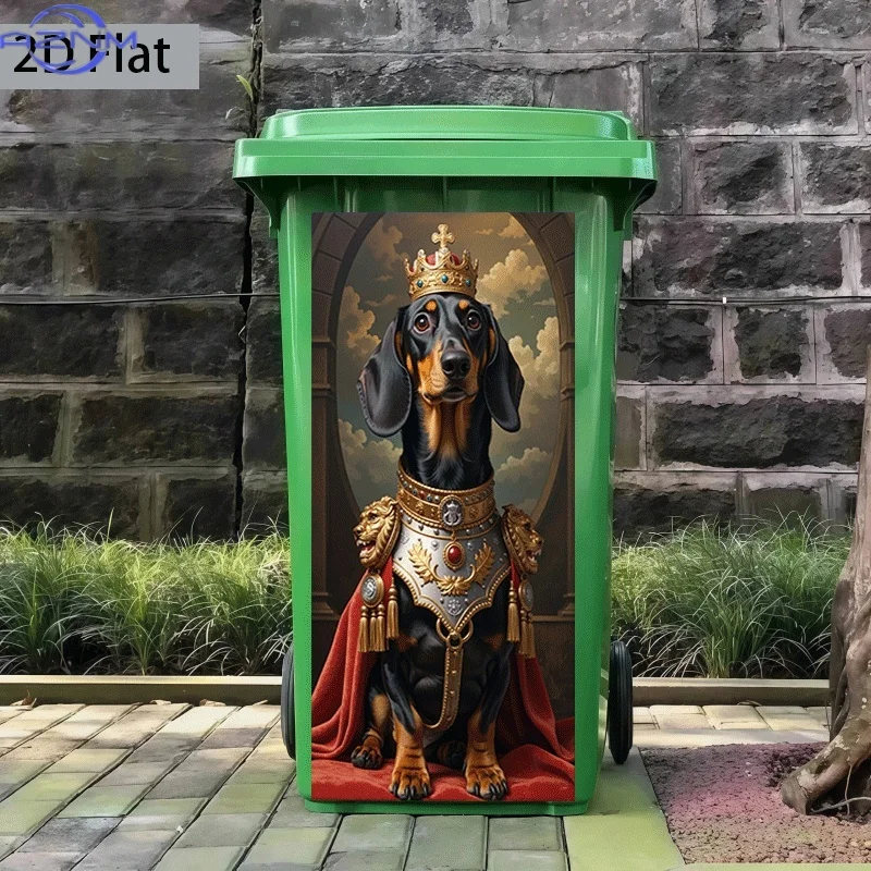 of Trash Can Sticker,  Featuring a Crown Design for Dachshunds, Self-Adhesive Wall Decoration for Kitchen Trash Cans (Suitable