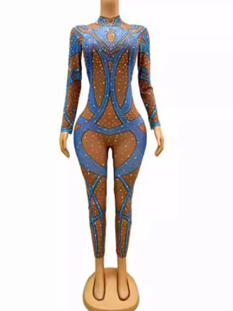 

High Quality Hot Diamond Elastic Jumpsuit 2024 New Fashion Customized Women'S Clothing