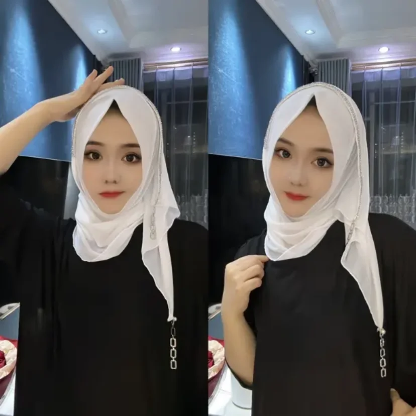 Wraps Head Moslem Women Rhinestone Diamonds Soft Hijabs