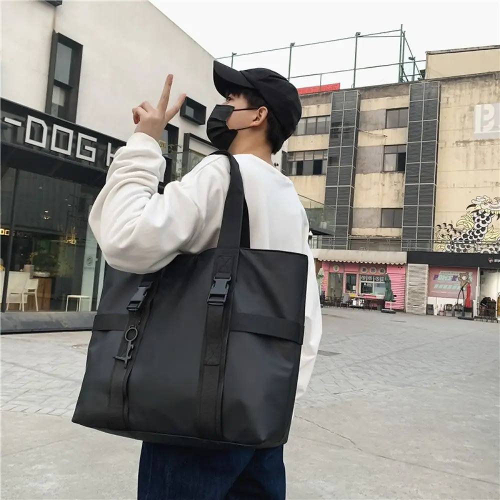 Minimalist Waterproof Male Tote Bag Large Capacity Casual Travel Luggage Bag Simple Oxford Cloth Oxford Cloth Handbag Boys