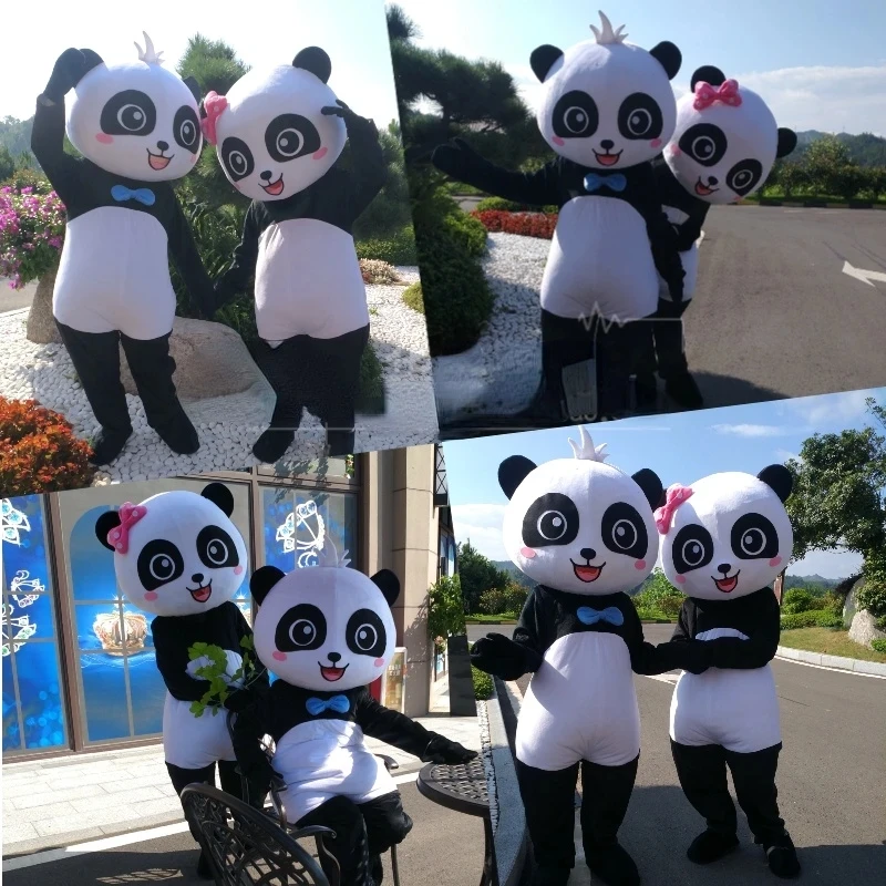 Costume da bambola del fumetto della mascotte del Panda gigante per adulti attività di Halloween puntelli per prestazioni promozionali Set divertente bambola Flyer di carnevale Bea