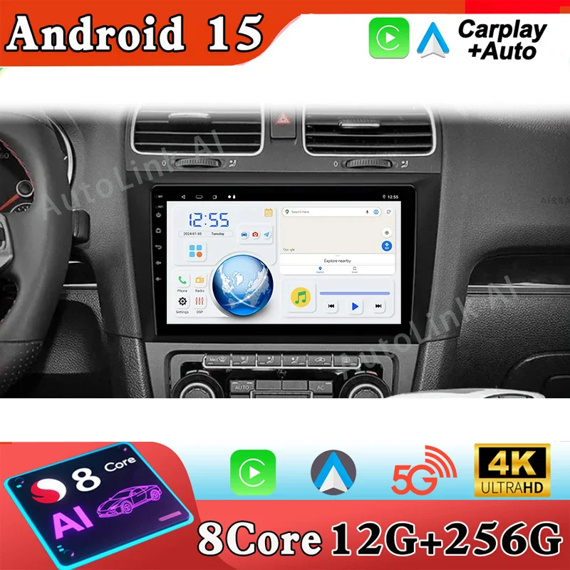 4G BT Car Radio For VW Volkswagen Golf 6 2008-2016 Navigation GPS Android Auto Multimedia Video Player Stereo No 2din dvd 2 din