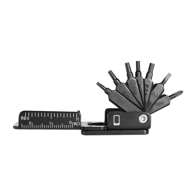 BIESUO Outdoor Portable Screwdriver Set with Vehicle Maintenance Tools Multi-function Folding Tool Measuring Device