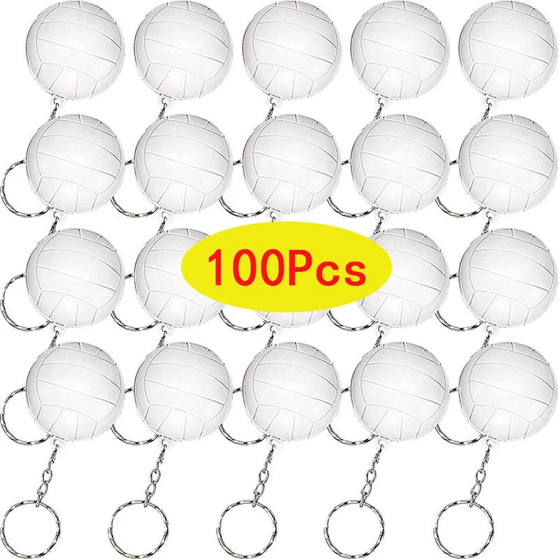 

100Pcs White Volleyball Keychains,Mini Volleyball Stress Ball Keychains Sports Ball Keychains School Carnival Reward