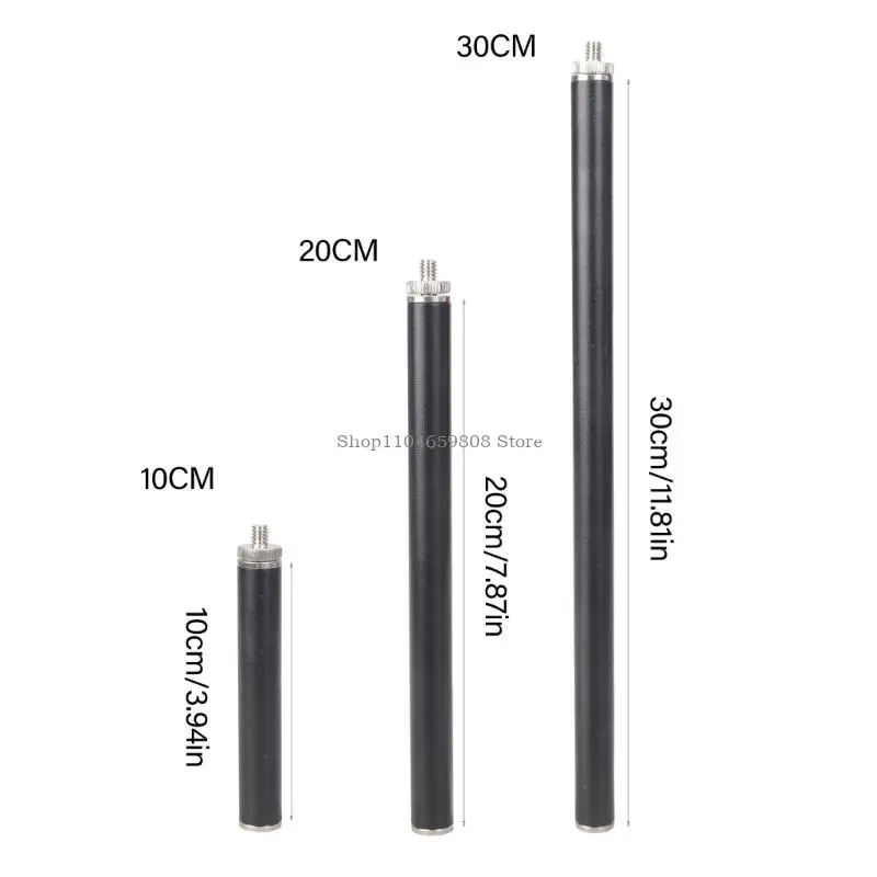 1 Set Double Ended 1/4-20 Thread Metal Tube Extension Rod for Tripod Cameras