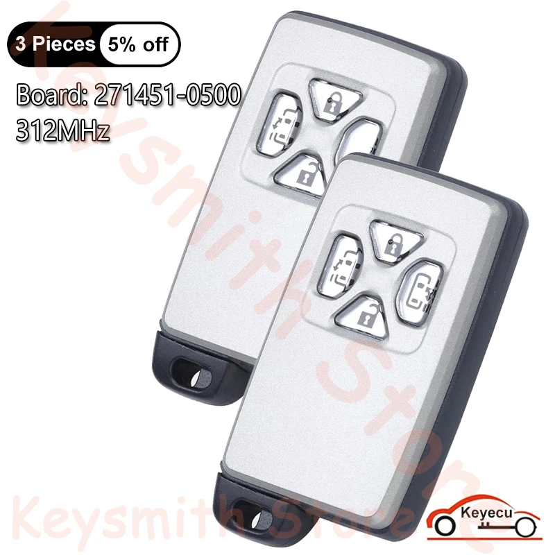 KEYECU 3 4 Buttons 312MHz for Toyota Alphard Estima Vellfire Auto Smart Remote Control Key Fob Replacement Board: 271451-0500