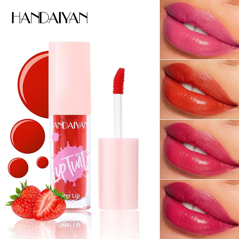 Flüssiger Lip Stain Lippenstift Make-up Wasserlicht Fruchtsaft Lipgloss Tönung Feuchtigkeitsspendender wasserdichter Antihaft-Lippenstift mit hohem Pigment