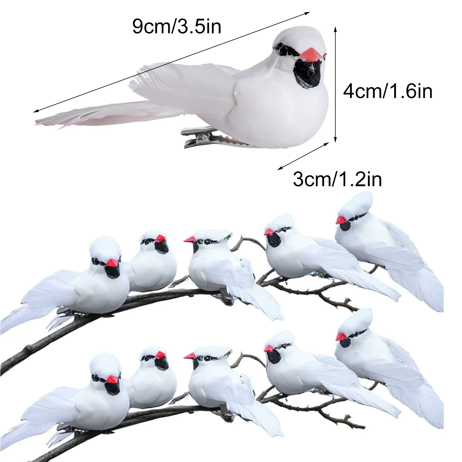 12pcs Simulation Bird Clip On Tree Birds Wedding Party Photo Props Clip On Bird Simulation Foam Piegons Wedding Home Decorations