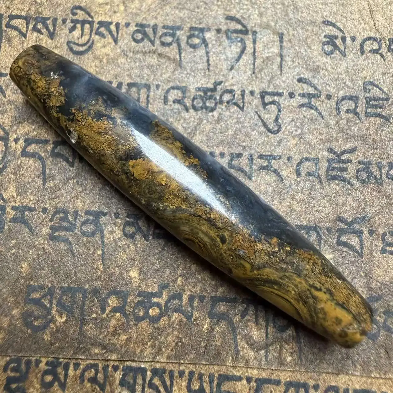 Tibetan Agate old calcification Mongolian material  Dzi Bead Amulet Pendant Tibet Protective talisman Multiple eyes 67x13mm