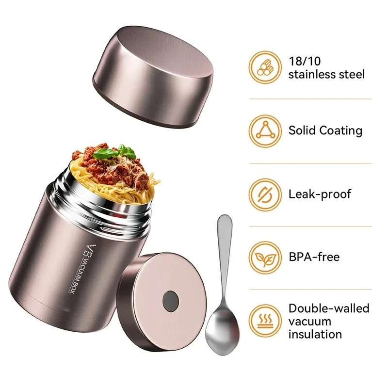 Insulated Thermal Food Container Stainless Steel 316 Large Capacity Rice Box for Outdoor Camping Travel