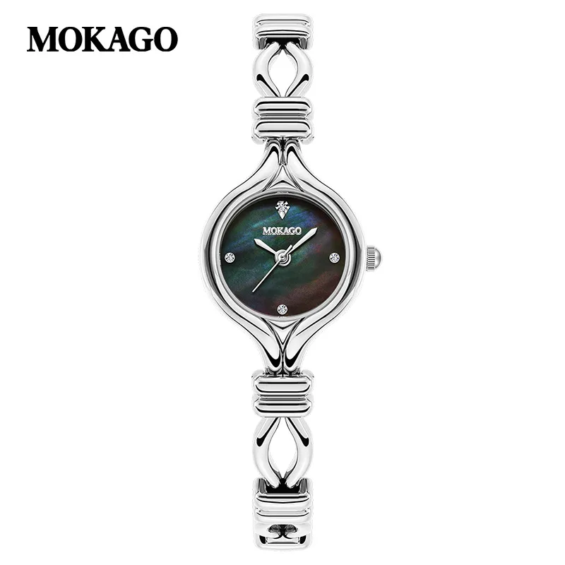 MOKAGO M8155 2025 New Beimu Dial Women's Premium Watch Gold Blue Contrast Retro Elegant 3ATM Waterproof Stone Watch