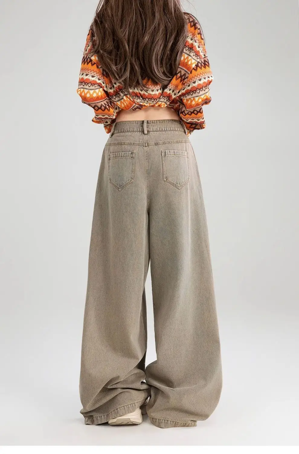 جينز بنات موضة الطباعة الكتابة على الجدران الكورية الجديدة خمر نمط فضفاض المرأة الجينز بنطال ذو قصة أرجل واسعة