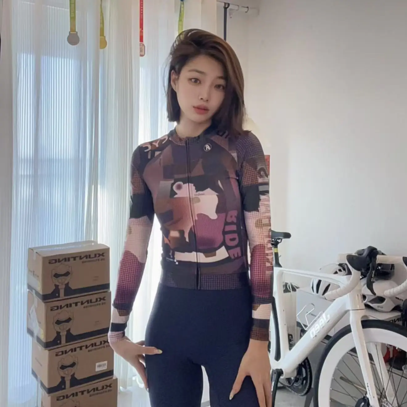 autumn-spring-le-pattern-cycling-suit-thin-long-sve-road-bike-riding-clothes-women's-profional-cycling-apparel
