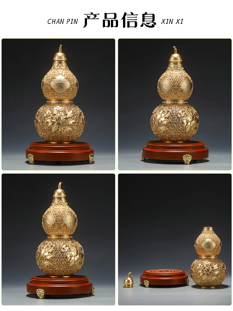 Ornamen labu kuningan sutra rumah kerajinan Cina desktop ruang tamu