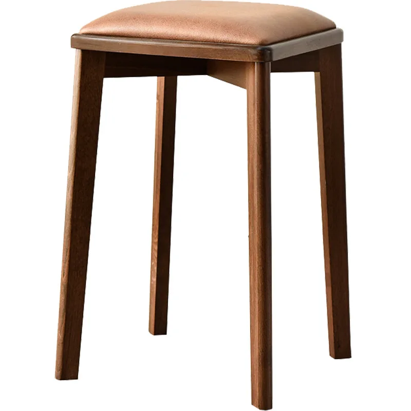 

Solid Wood Stool Household Simple Wooden Bench Can Be Stacked Square Stool Makeup Chair Living Room Soft Bag Dining Chair