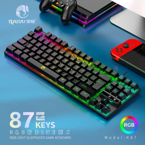 87-Key Mechanical Feel Wired Keyboard Wired Gaming Glowing Desktop Computer Peripheral Laptop Office Glowing Gaming Keyboard
