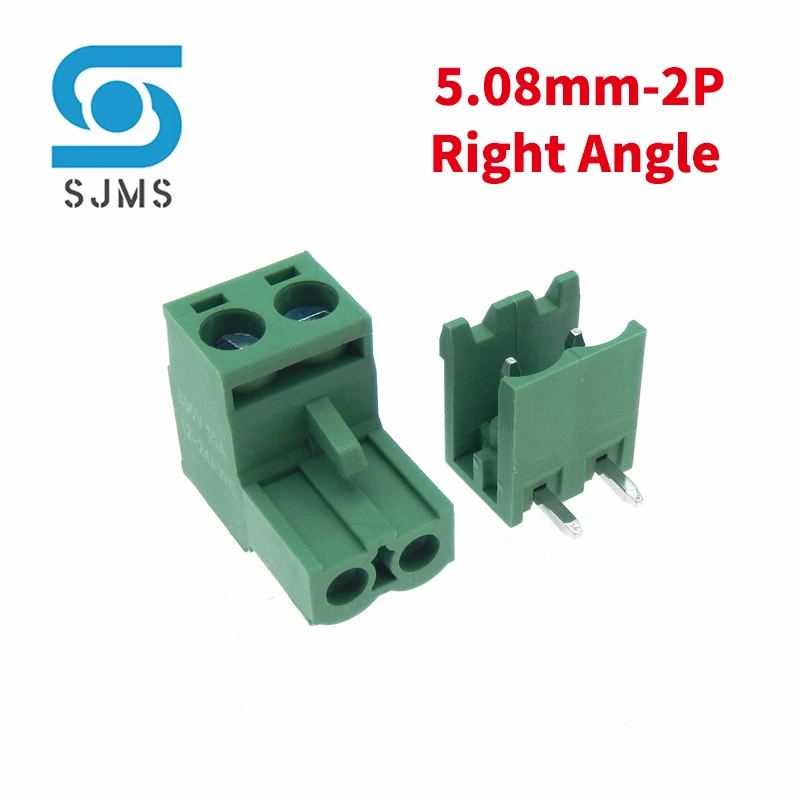 5/10SETS 2EDG 5.08MM 2pin PLUG TYPE pcb Connector 2 pin 5.08 pitch RIGHT ANGLE pluggable screw terminal block PLUG + SOCKET 300v