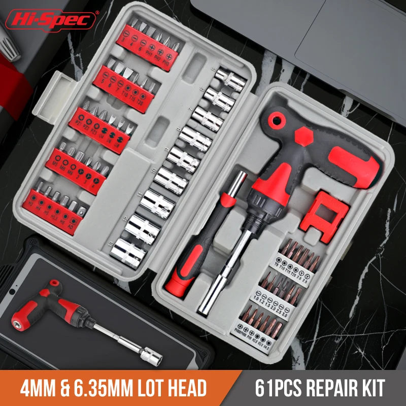 

Hi-Spec 61 Pieces Sockets Set Ratchet Screwdriver Wrench Tools Kit Professional Screwdriver Sockets Car Repair Tool Set Kit