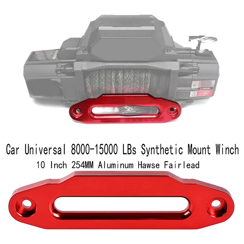 AU05 -Car Universal 8000-15000 Lbs Synthetic Mount Winch Rope 10 Inch 254MM Aluminum Hawse Fairlead SUV ATV UTV Hawse Fairlead