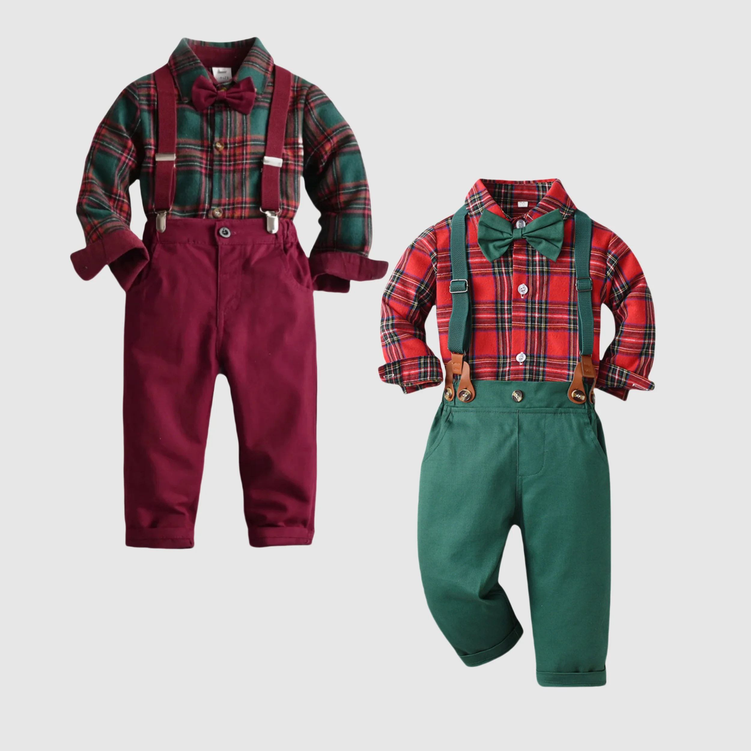 1-9 Years Boy Christmas Costume Children Kid Outfit Birthday Baby Boy Clothes Green&Red Plaid Infant Long Sleeve Festival