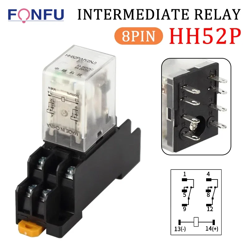 

5Pcs MY2P HH52P MY2NJ Relay Coil General DPDT Micro Mini Electromagnetic Relay Switch with LED AC 110V 220V DC 12V 24V 36V