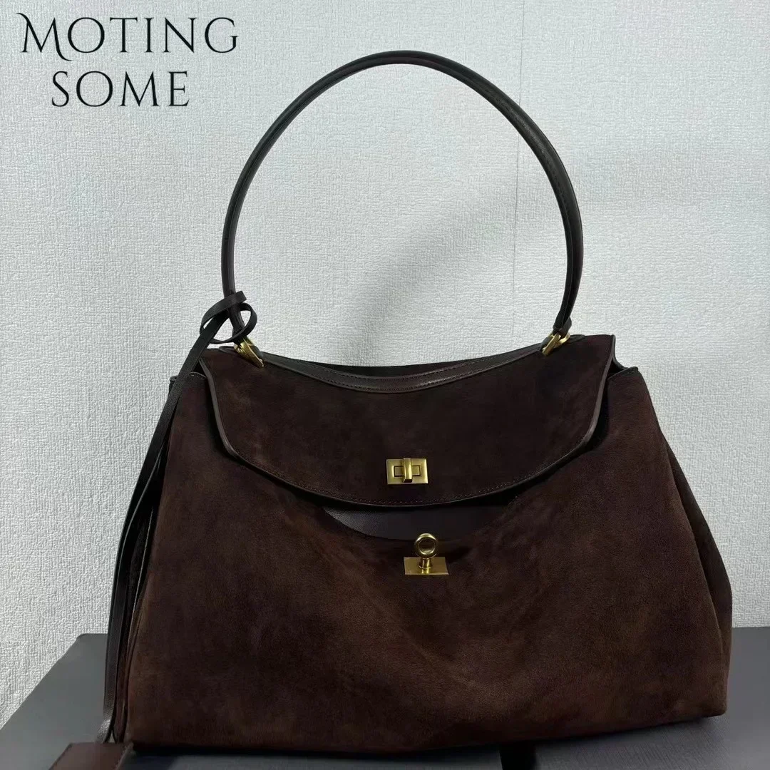 Motingsome New Women Suede Leather Bag Shoulder Handbag and Purses Luxury Designer Bags Chic Fashion Lady Trend Satchel 2024 New