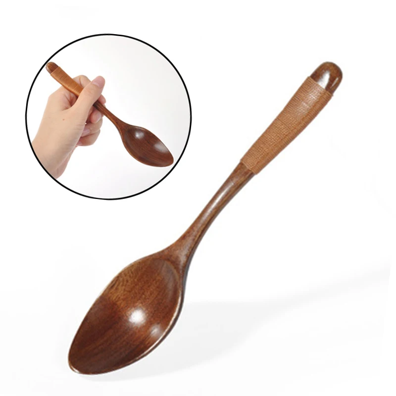 Coffee Wooden spoon Knitting Condiment 2pcs Tableware Handle Teaspoon Catering Cooking Kitchen Utensil Practical