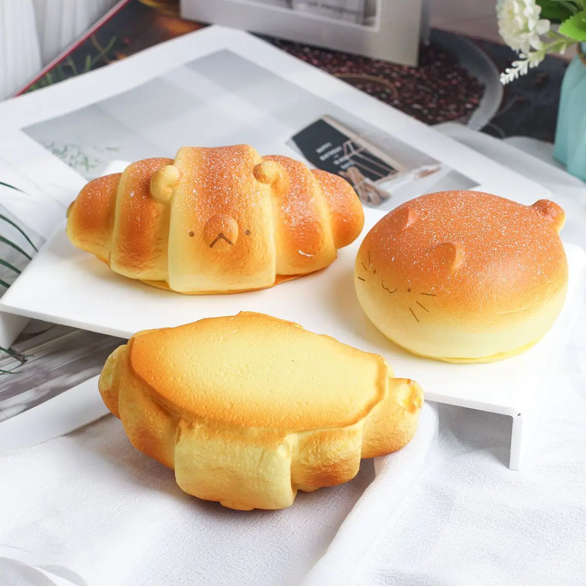 1 Uds. Simulación de rebote lento modelo de pan animal accesorios de fotografía adornos de ventana