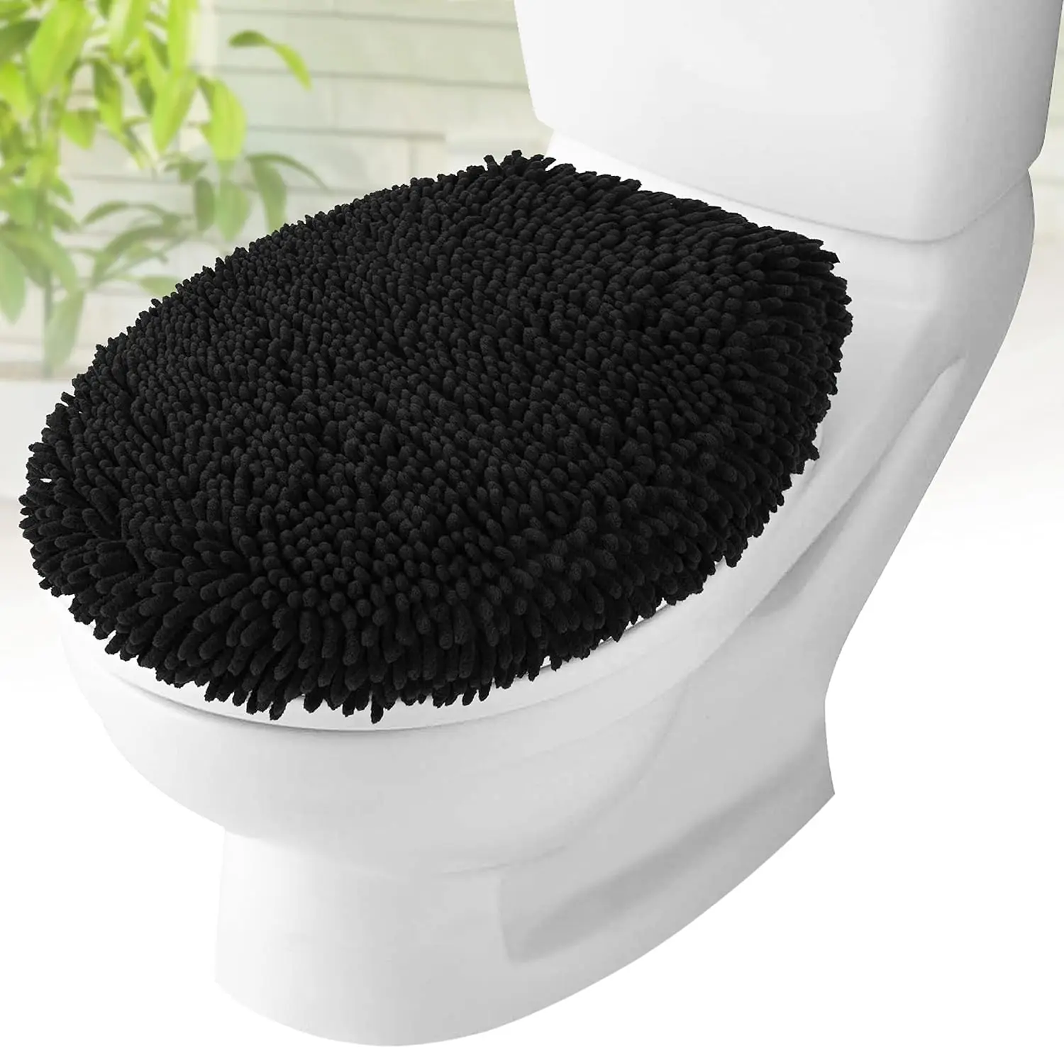 

Plush Microfiber Oval Toilet Seat Cover, Machine Washable Elongated Bathroom Cover Stretches to 21x19 Inches