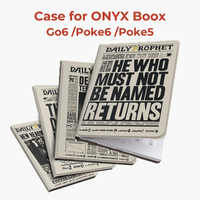 Twosheep 6-inch Case for Onyx Boox Go6 Poke6 Poke5 Magnetic Flip Cover No Shell Auto Sleep Wake Function Vintage Newspaper Style