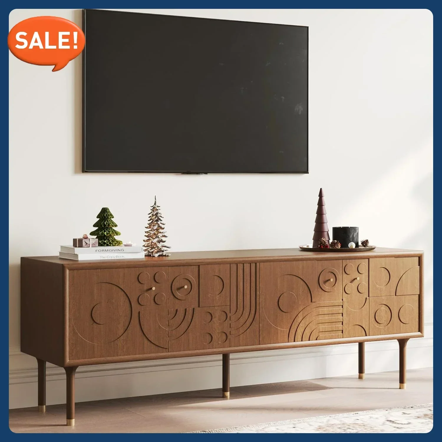 

Hot salesWalnut Modern TV Stand with Storage for Living Room,Mid-Century Modern TV Stand,Fully-Assembled(Walnut, 62.99")