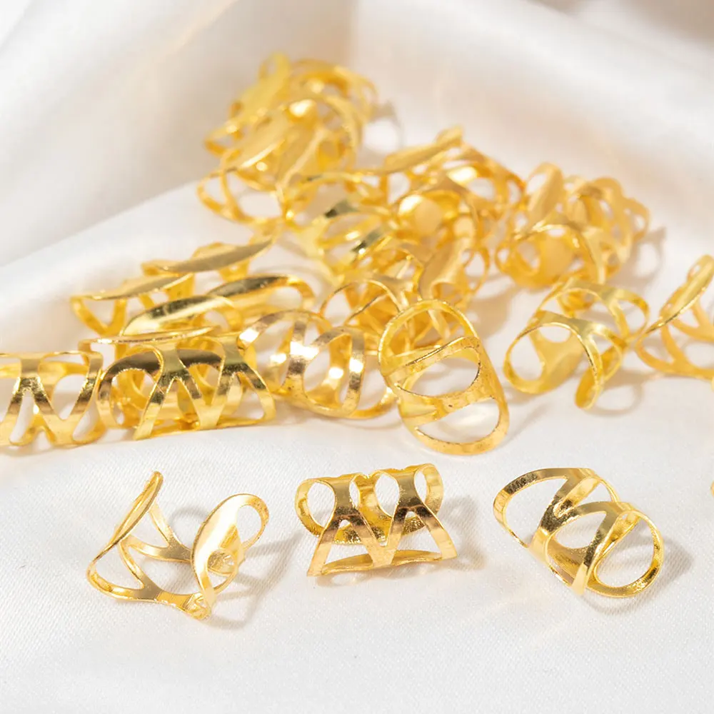 100PCS Golden and Sliver Dreadlocks Beads Hair Braid Rings Clips Dread Locks Metal Hair Braiding forDreadlock Accessories