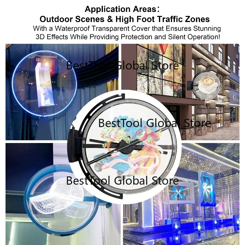 42CM Dual Sided LED 3D Hologram Fan Waterproof Cloud Control Holographic Projector for Commercial Advertising
