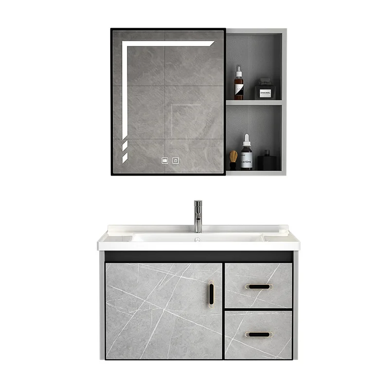 Honeycomb space aluminium bathroom cabinet combination bathroom washbasin small-sized washstand integrated ceramic washbasin poo