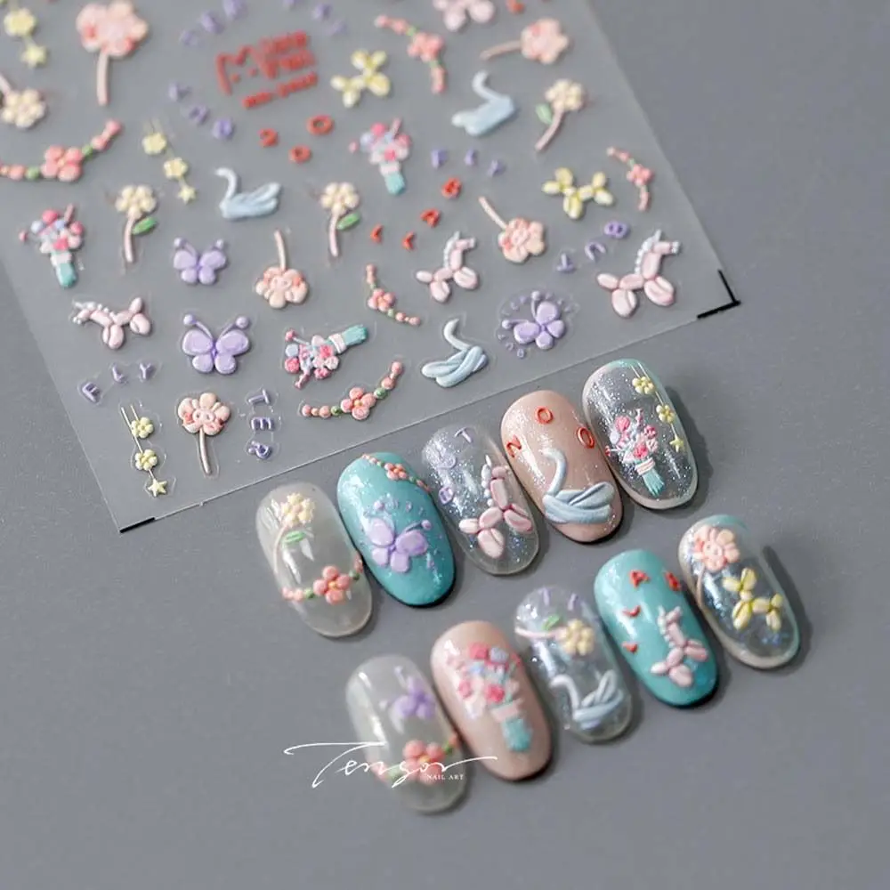 Nail Accessories Christmas Nail Stickers Embossed Stickers Manicure Ornaments Christmas Nail Decals Cartoon Bear Santa Claus