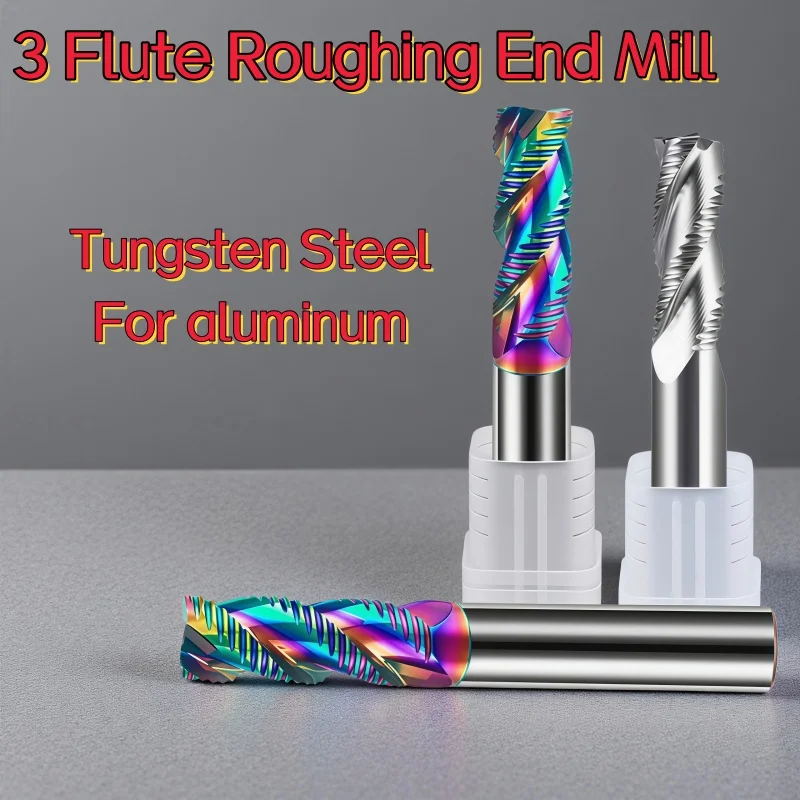

1PCS 3 Flute HRC55 60 Roughing End Mill Solid Carbide Milling Cutter 4mm-20mm Shank Woodworking Sloting CNC Spiral Bit End Mill