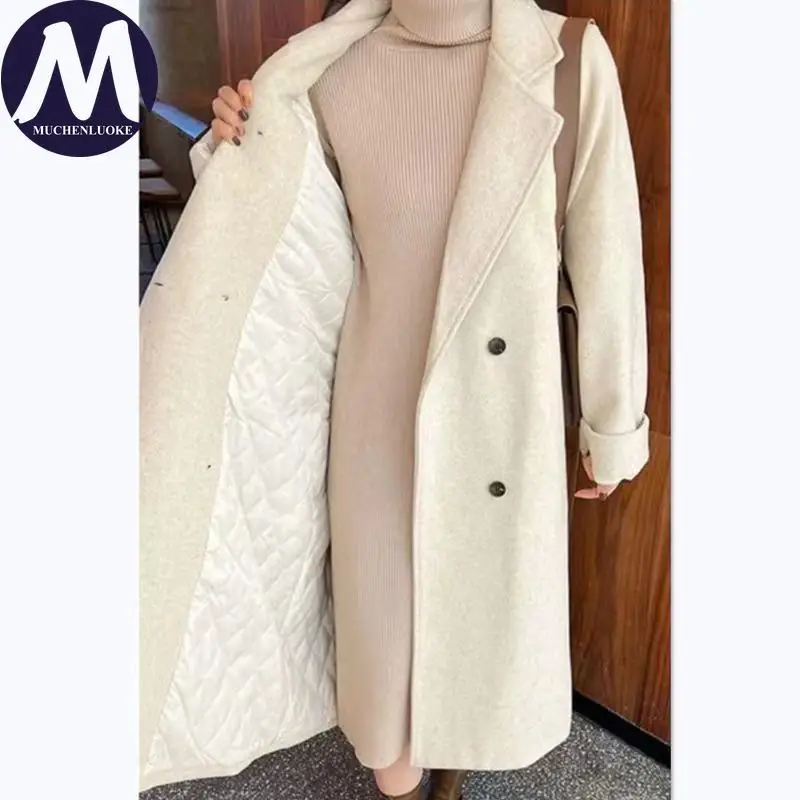 

Coats for Woman Autumn Winter New Elegant Long Sleeves Woolen Suit Jacket Korean Fashion Casual Loose Thickened Insulation Coat