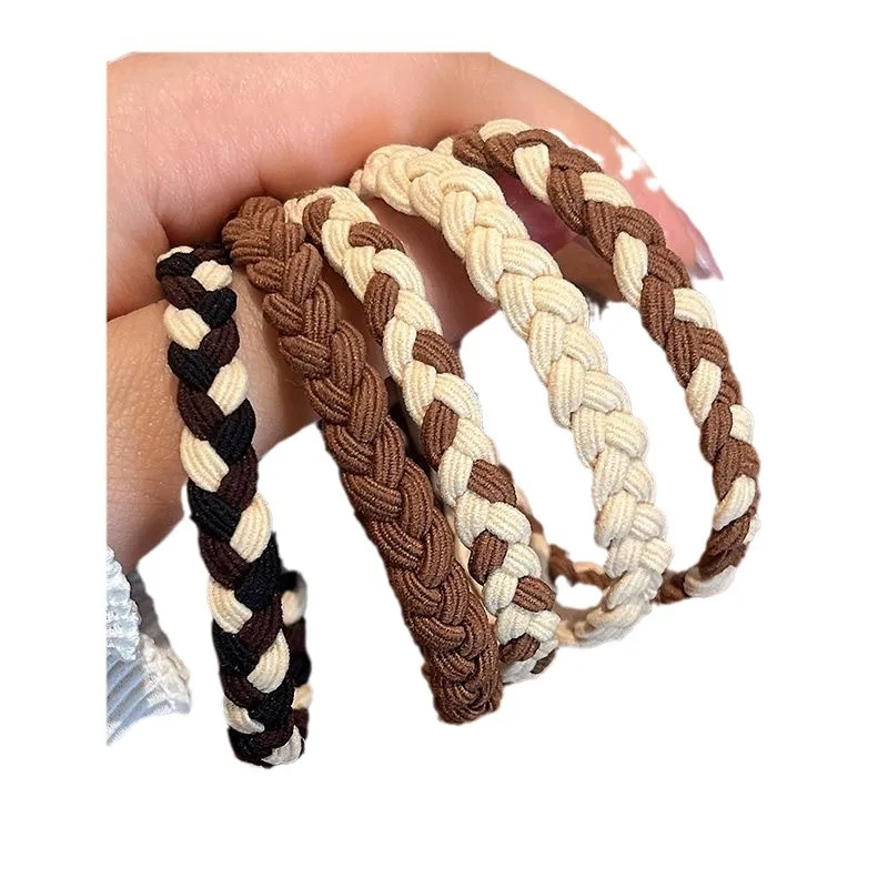 5pcs /set Women Elastic Braided Hair Rubber Band Thick Hair Ties For Girls hairbands bracelet hair rope gum Scrunchie Wholesale