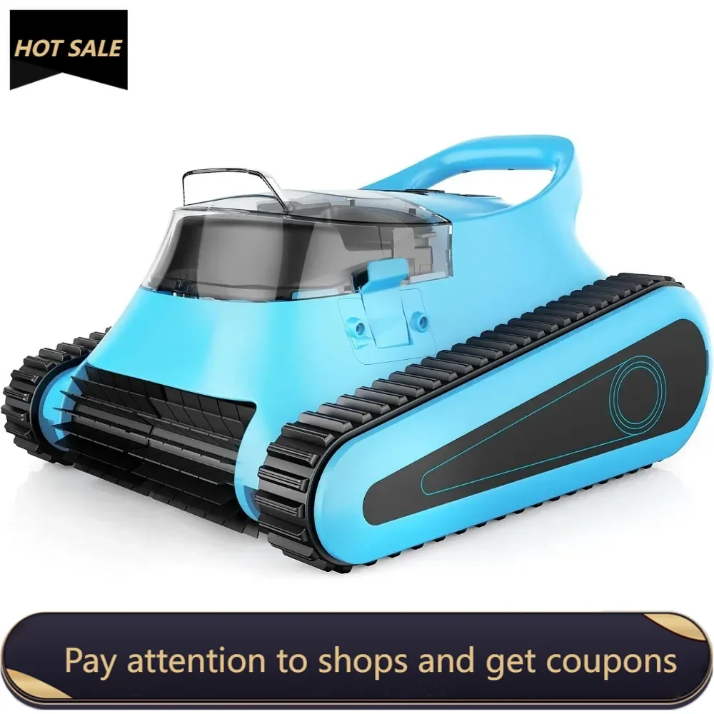 Cordless Pool Vacuum Robot: Automatic Robotic Pool Cleaner Lasts 150 Mins Wall Climbing 180W Powerful Suction LED Indicator