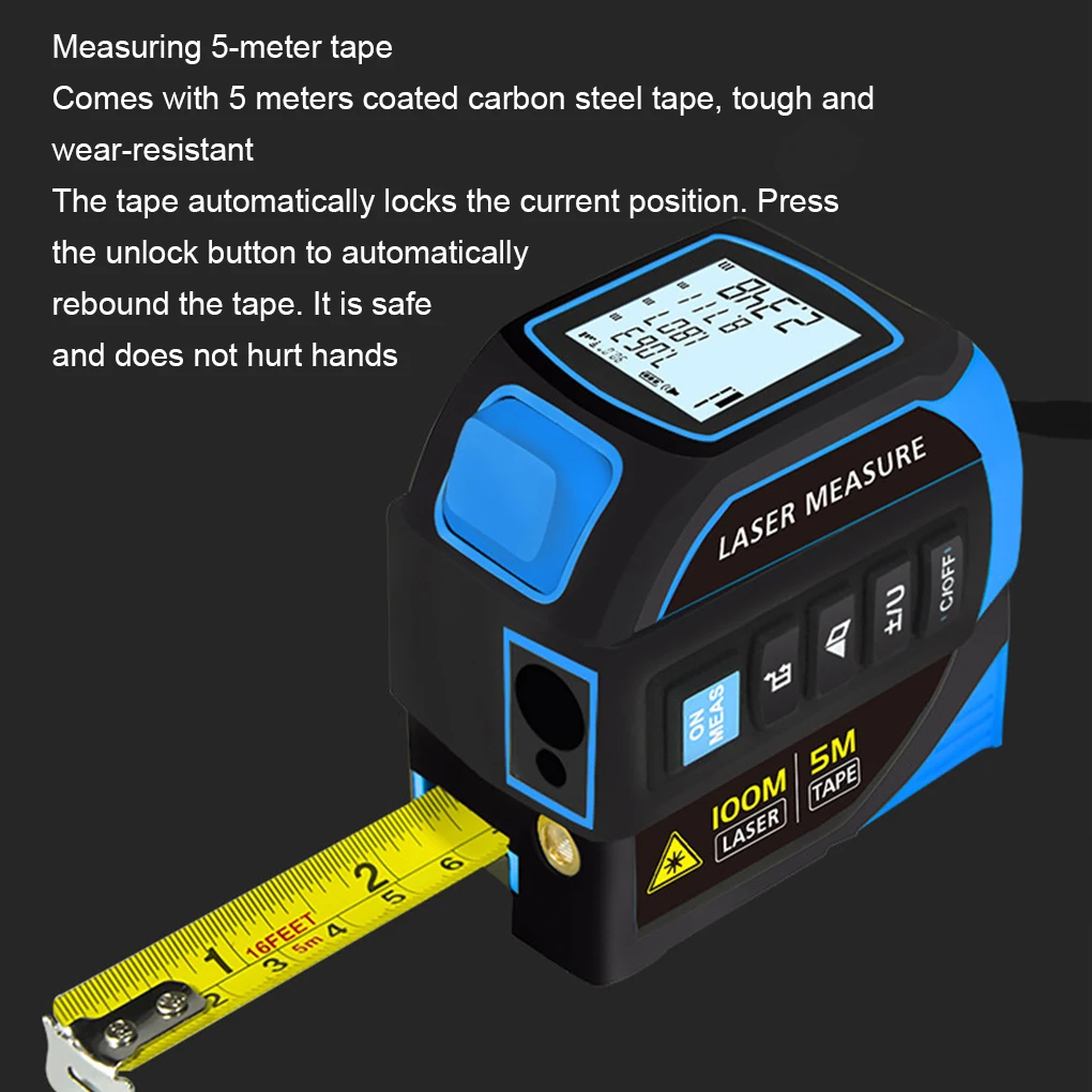 40/60/80/100M Meters Infrared Laser Distance Measuring Smart Energy Ruler 4-in-1 Laser Tape Measure Measuring Instrument