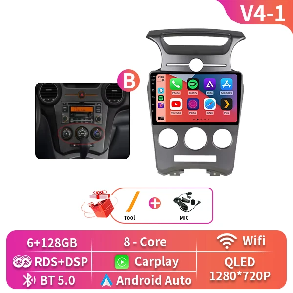 Auto Android Voor Kia Carens UN 2006-2012 5G wifi BT Draadloze Carplay Scherm Radio Stereo Multimedia Speler GPS Navigatie DVD