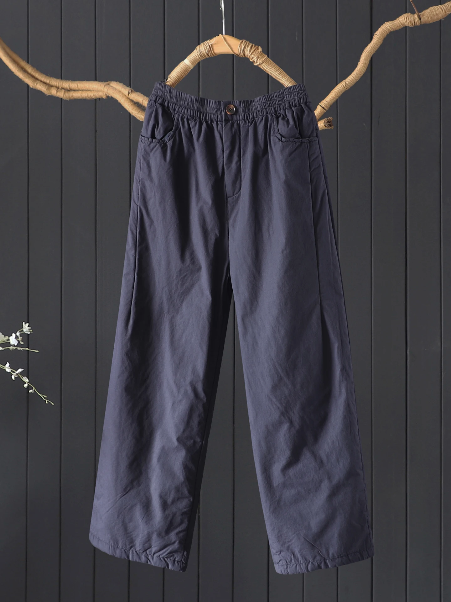 100% coton femmes pantalons décontractés nouveauté 2025 automne Style Simple couleur unie femme épais chaud pantalon droit M2124