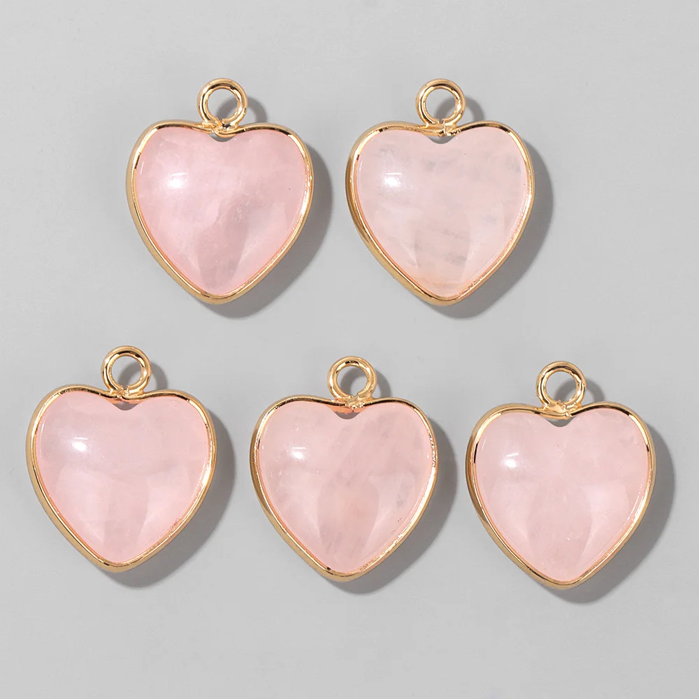 Cute Heart Shape Stone Pendant Natural Gem Charm