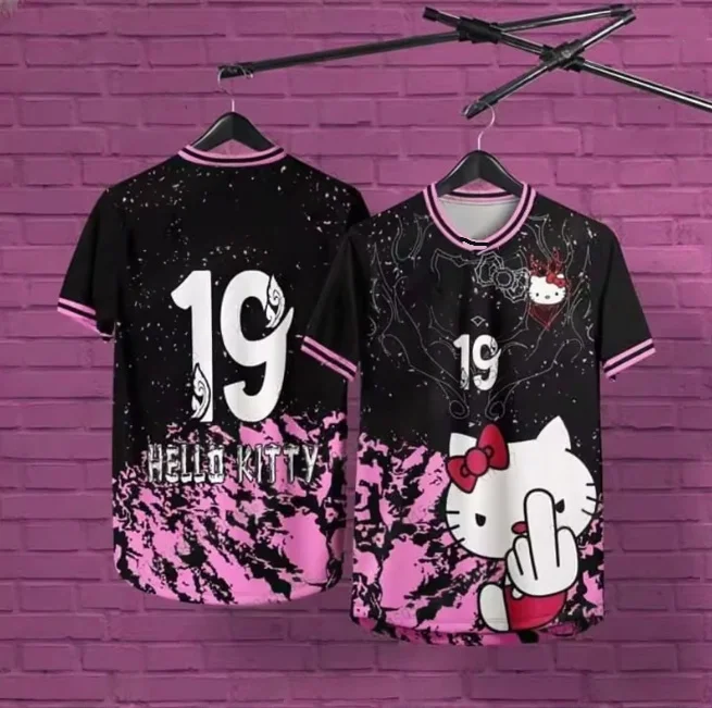 

Sanrio Hello Kitty 3DPrint Sport Quick Dry Breathable MenTshirt Harajuku Baby Football Jersey Parentchild Boy Girl Short Sleeve
